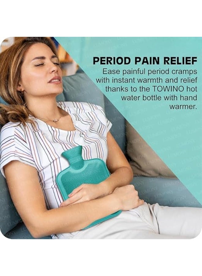 2L Rubber Hot Water Bottle, Non-Electric, Heat and Cold Therapy for Menstrual Cramps and Body Pain, Multi-Color - Image 3